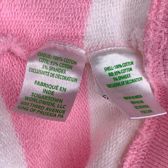 Lilly Pulitzer Ballad Pink and White Striped Sequin Palm Tree Crew Sweatshirt - Picture 9 of 9